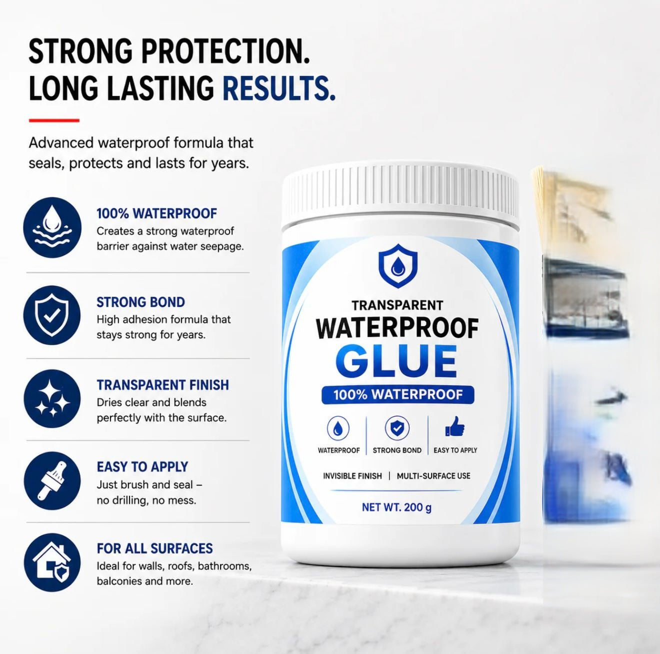 Transparent Waterproof Glue 200 Grm Each (Pack Of 2)